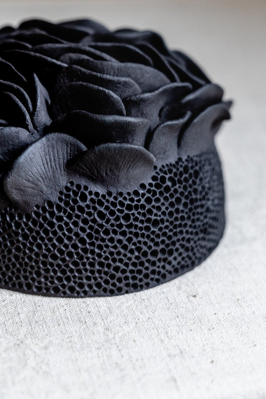 Anemone High Fired Black Clay Sculpture