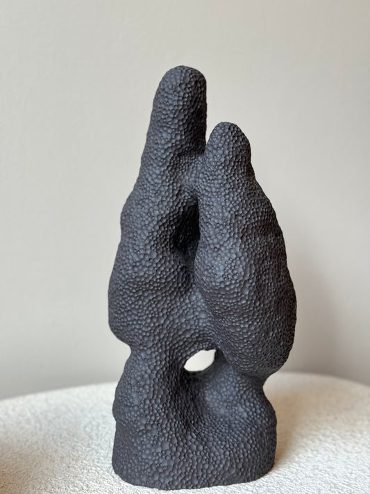 Castle Black Clay Textured Sculpture