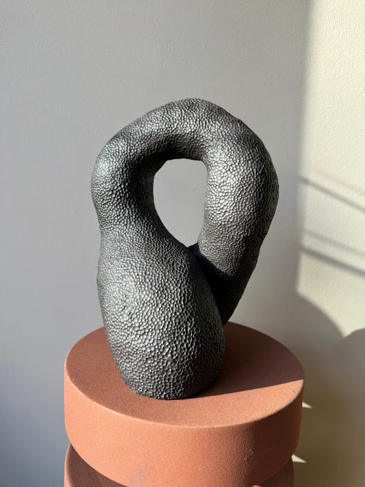 Black Clay Textured Sculpture