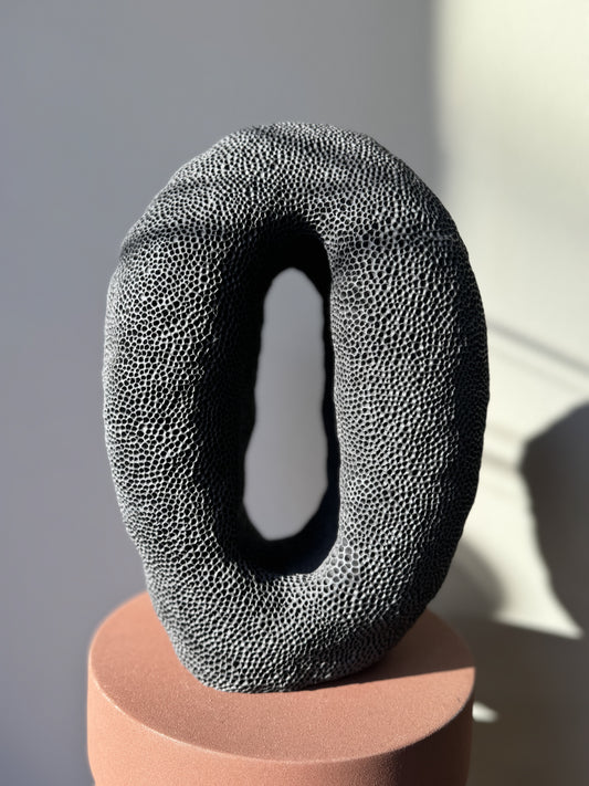 The Eye Black Clay Textured Sculpture